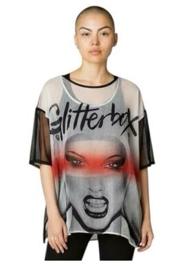 Prey of London Artsy Sheer Glitterbox One Size Short Sleeve Blouse
